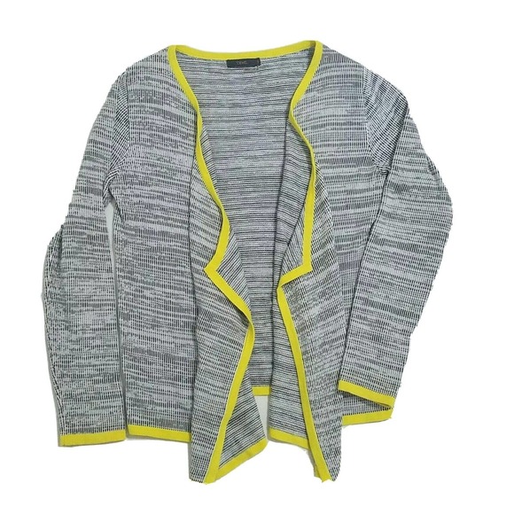 THML Anthropologie S Open Drape Knit Cardigan Sweater Gray with Yellow Trim - Picture 1 of 7
